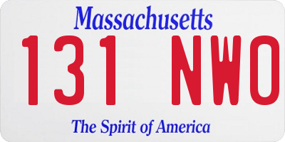 MA license plate 131NW0