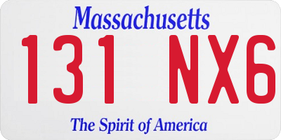MA license plate 131NX6