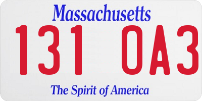 MA license plate 131OA3