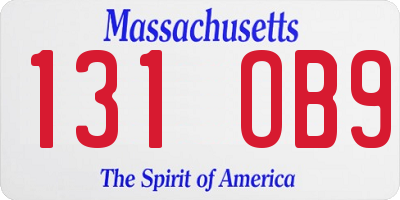 MA license plate 131OB9