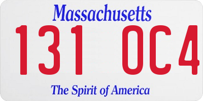 MA license plate 131OC4