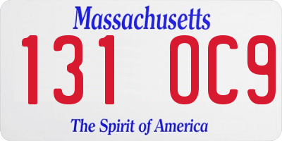 MA license plate 131OC9