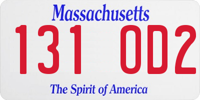 MA license plate 131OD2