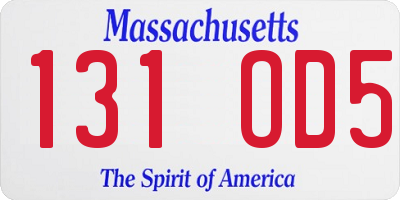 MA license plate 131OD5