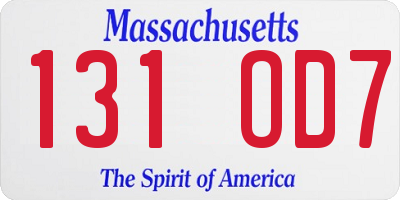 MA license plate 131OD7