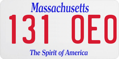 MA license plate 131OE0