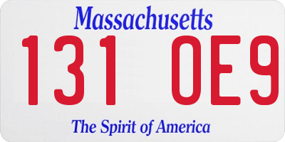 MA license plate 131OE9