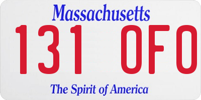 MA license plate 131OF0