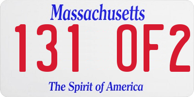 MA license plate 131OF2