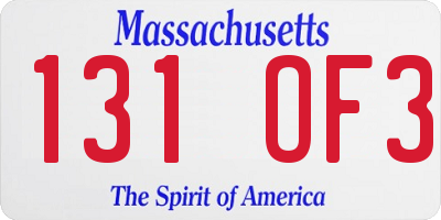 MA license plate 131OF3