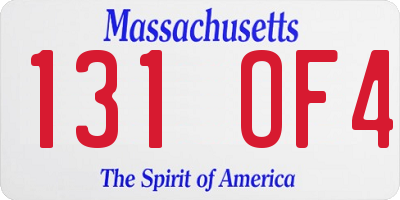 MA license plate 131OF4