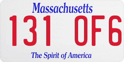 MA license plate 131OF6
