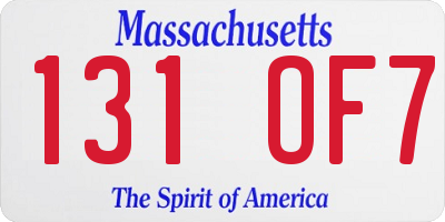 MA license plate 131OF7