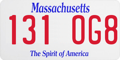 MA license plate 131OG8