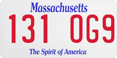 MA license plate 131OG9
