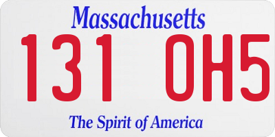 MA license plate 131OH5