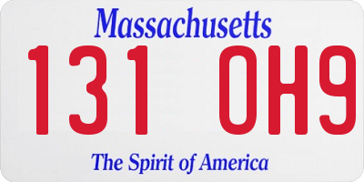 MA license plate 131OH9