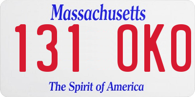 MA license plate 131OK0