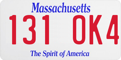 MA license plate 131OK4