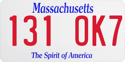 MA license plate 131OK7