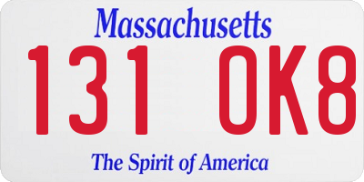 MA license plate 131OK8