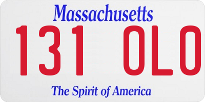 MA license plate 131OL0