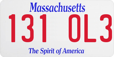 MA license plate 131OL3
