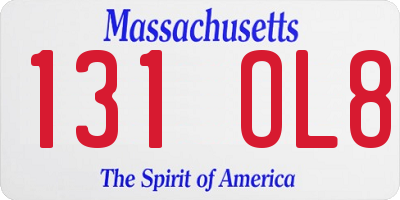 MA license plate 131OL8