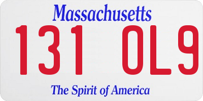 MA license plate 131OL9