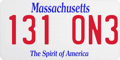 MA license plate 131ON3