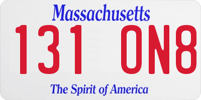 MA license plate 131ON8