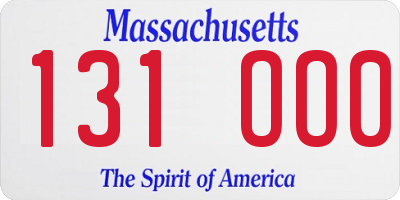MA license plate 131OO0