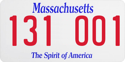 MA license plate 131OO1