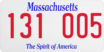MA license plate 131OO5