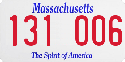 MA license plate 131OO6