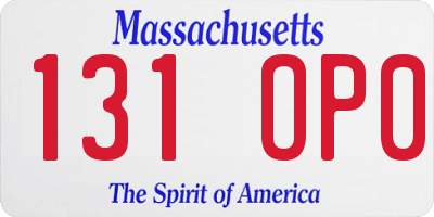 MA license plate 131OP0