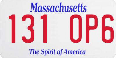 MA license plate 131OP6