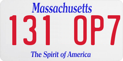 MA license plate 131OP7