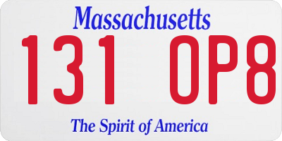 MA license plate 131OP8