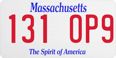 MA license plate 131OP9