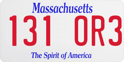 MA license plate 131OR3