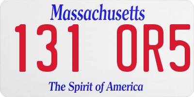 MA license plate 131OR5