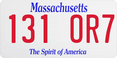 MA license plate 131OR7