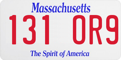MA license plate 131OR9