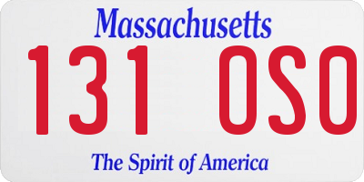 MA license plate 131OS0