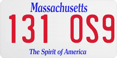 MA license plate 131OS9