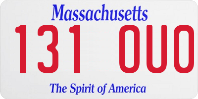MA license plate 131OU0