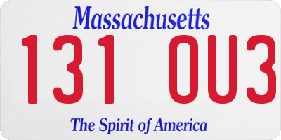 MA license plate 131OU3