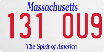 MA license plate 131OU9