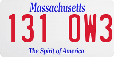 MA license plate 131OW3